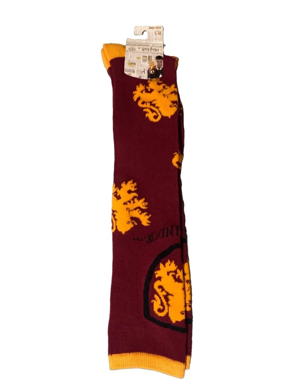 Harry Potter Gryffindor Crest Knee-High Socks in Maroon and Gold NWT